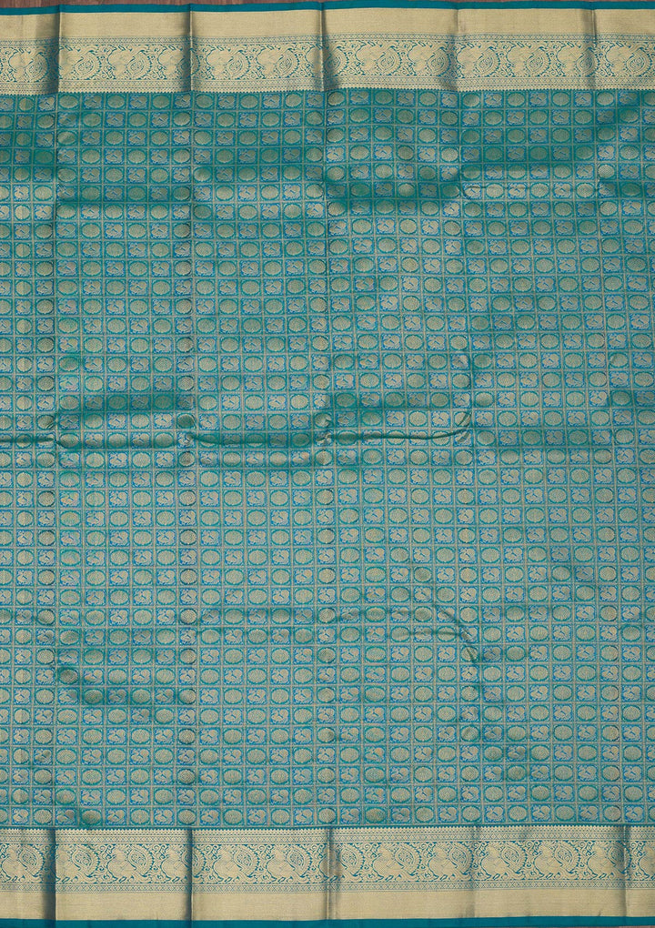 Peacock Blue Zariwork Pure Silk Saree