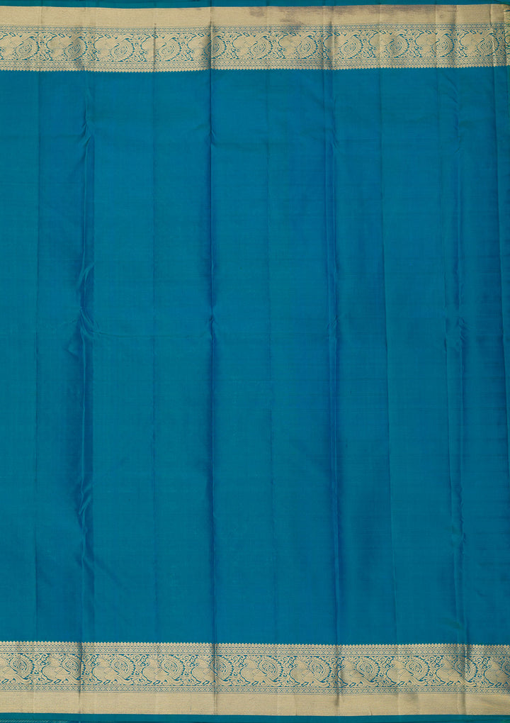 Peacock Blue Zariwork Pure Silk Saree