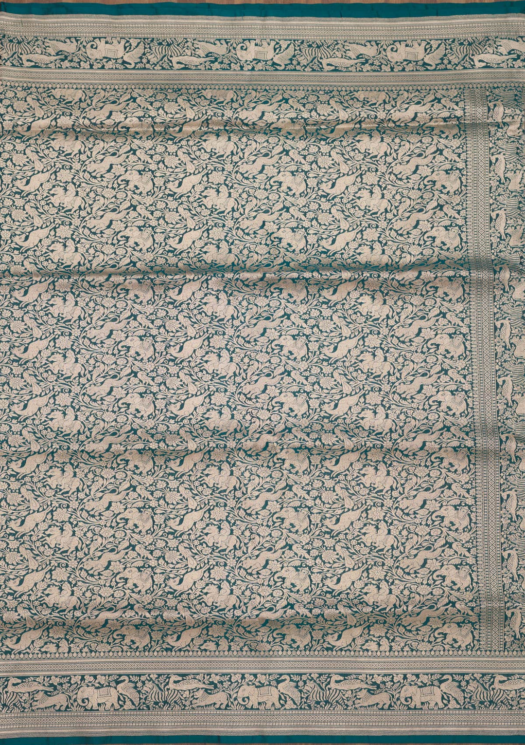 Peacock Blue Zariwork Pure Silk Saree
