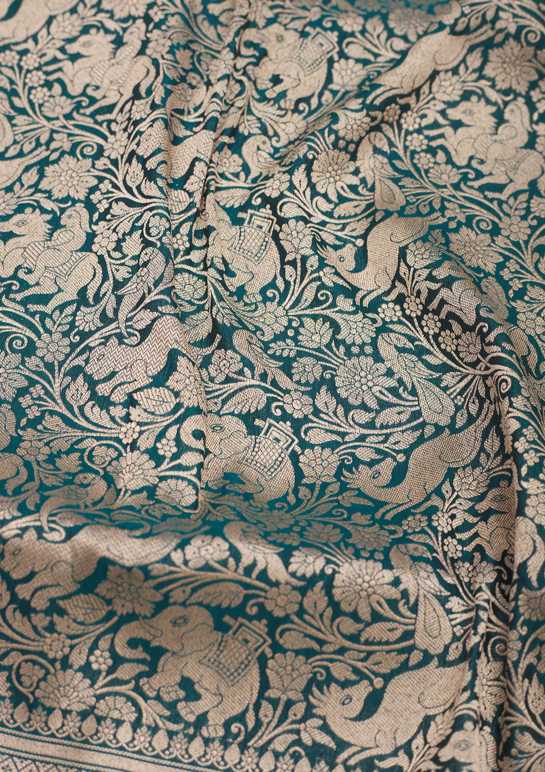 Peacock Blue Zariwork Pure Silk Saree