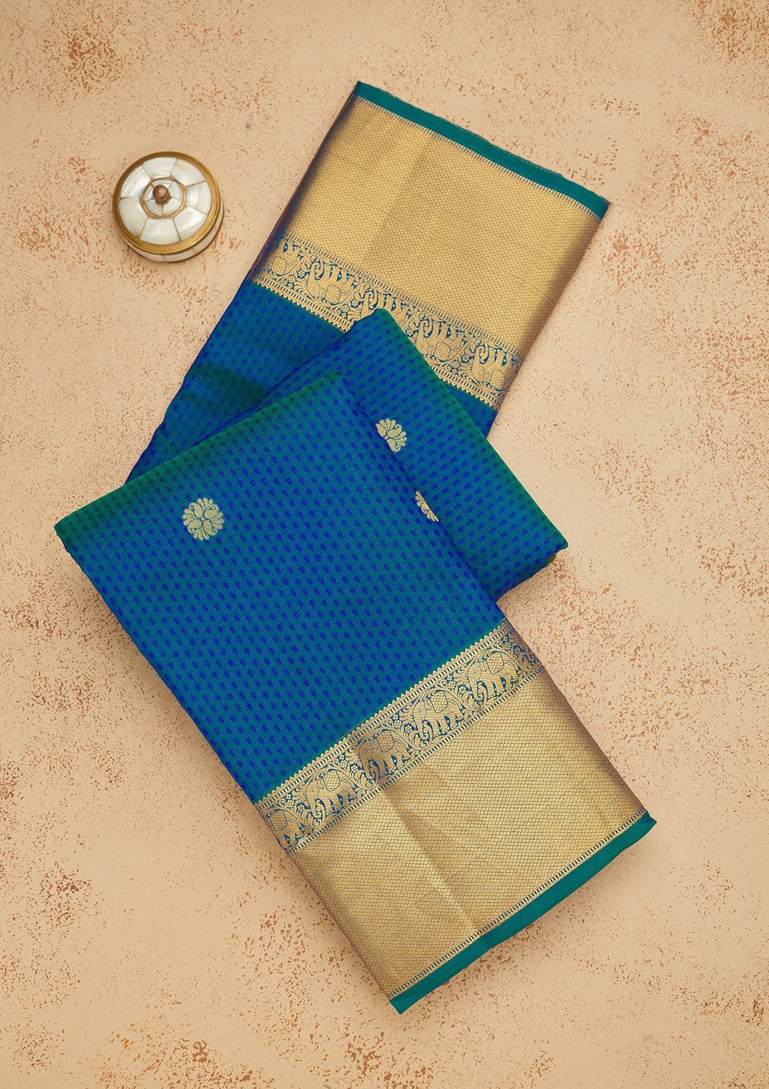 Peacock Blue Zariwork Pure Silk Saree