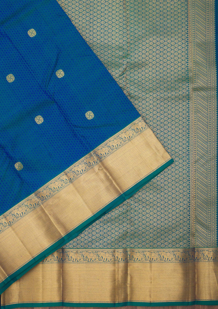 Peacock Blue Zariwork Pure Silk Saree