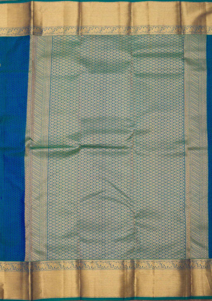 Peacock Blue Zariwork Pure Silk Saree