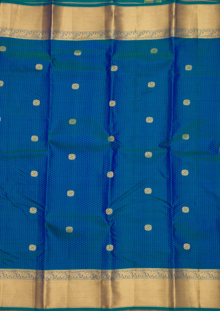 Peacock Blue Zariwork Pure Silk Saree