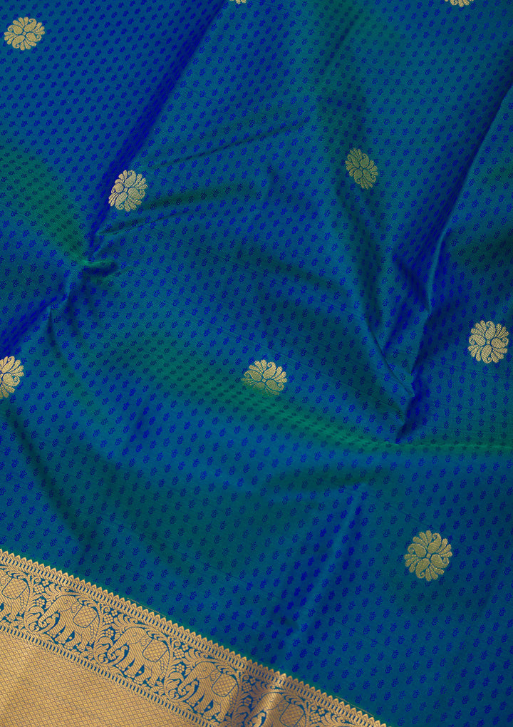Peacock Blue Zariwork Pure Silk Saree