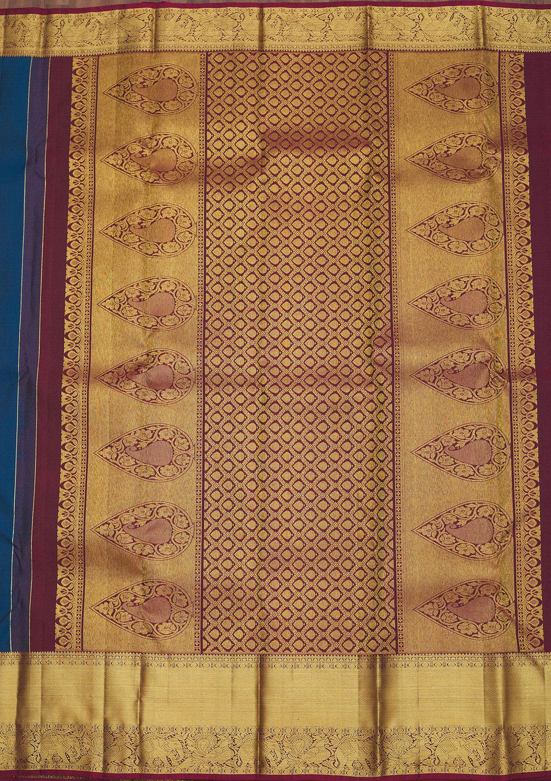 Peacock Blue Zariwork Pure Silk Saree