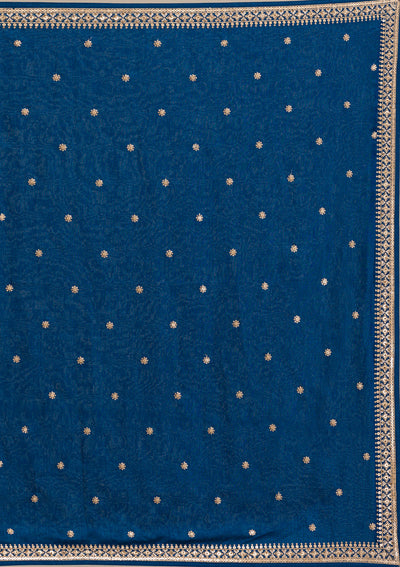 Peacock Blue Zariwork Raw Silk Readymade Lehenga