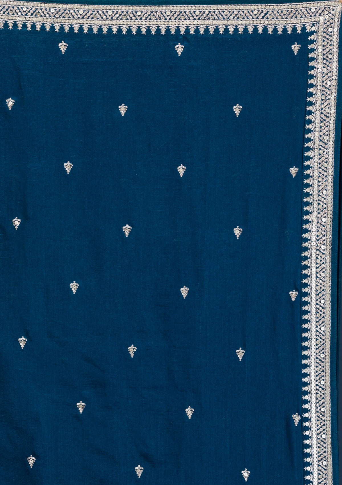 Peacock Blue Zariwork Raw Silk Readymade Salwar Suit