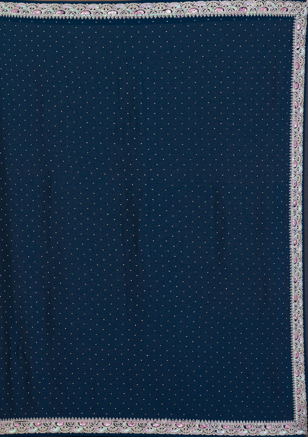Peacock Blue Zariwork Semi Crepe Saree