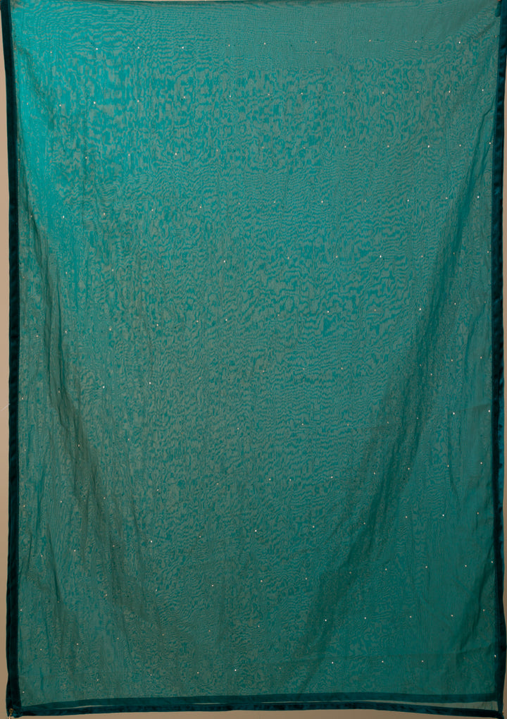 Peacock Blue Zariwork Velvet Readymade Salwar Suit-Koskii