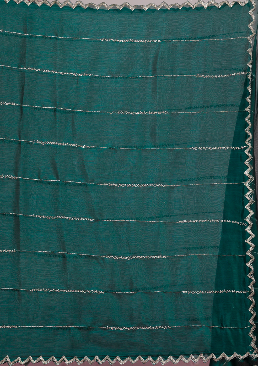 Peacock Green Cutdana Tissue Saree