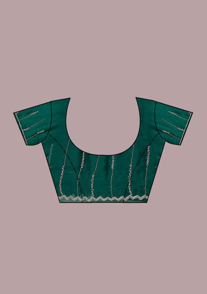 Peacock Green Cutdana Tissue Saree