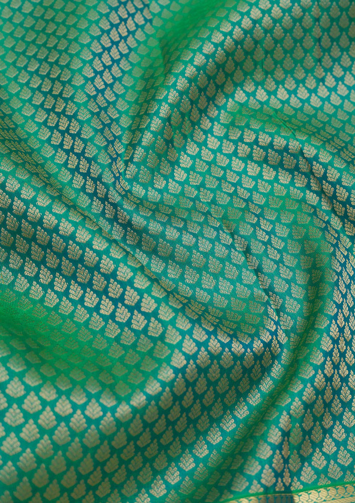 Peacock Green Zariwork Pure Silk Saree