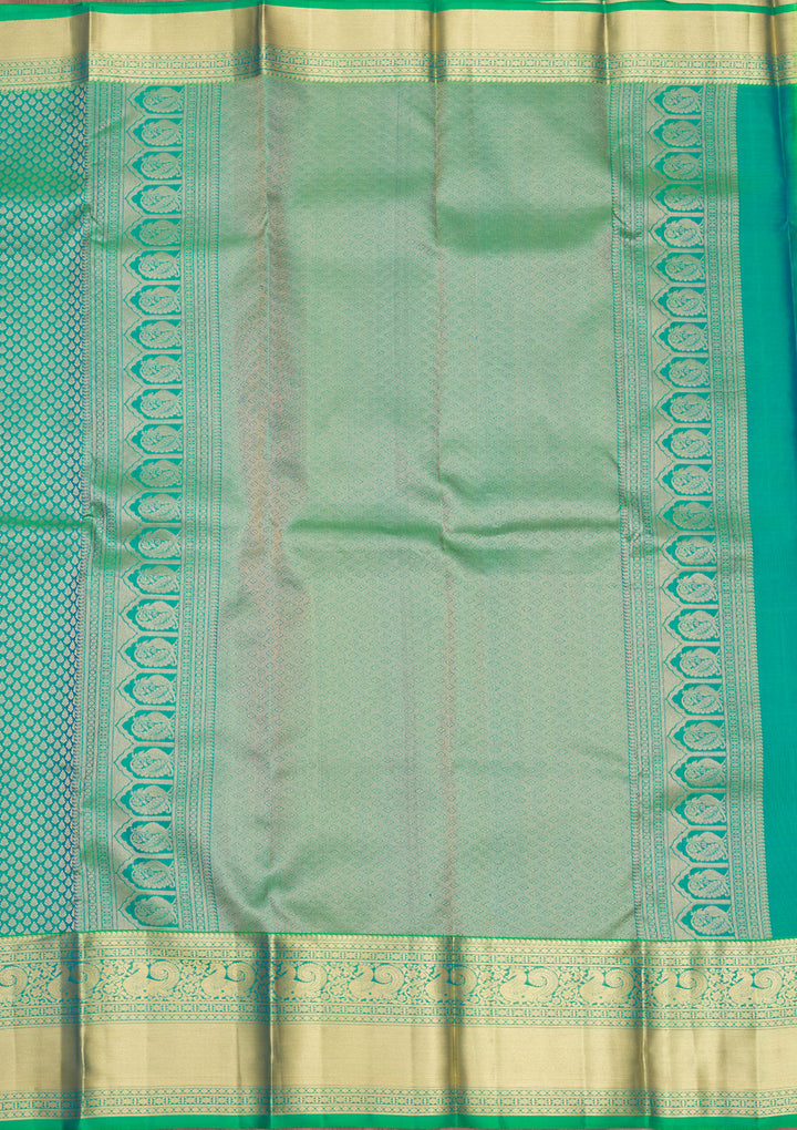 Peacock Green Zariwork Pure Silk Saree