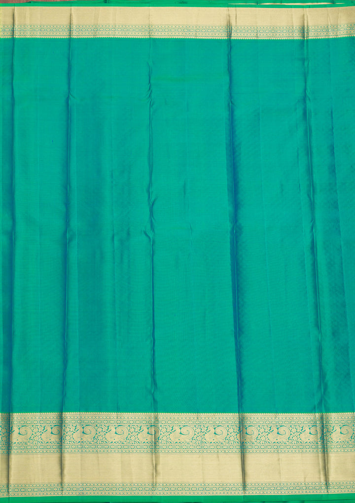 Peacock Green Zariwork Pure Silk Saree