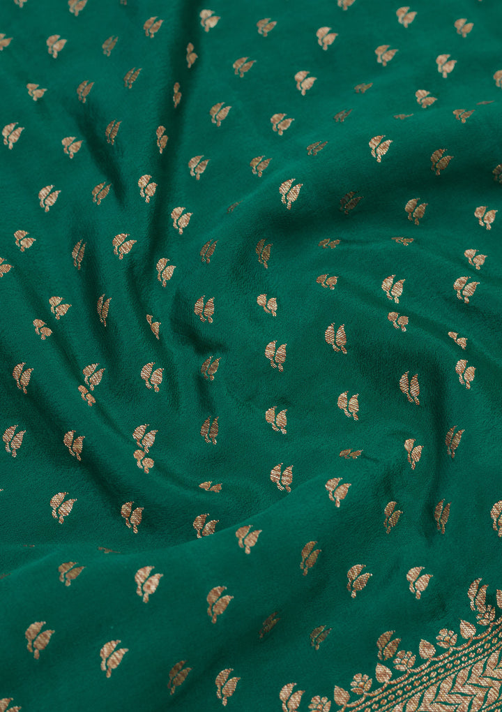Peacock Green Zariwork Pure Silk Saree