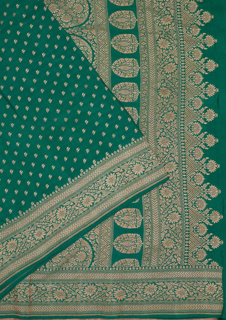 Peacock Green Zariwork Pure Silk Saree