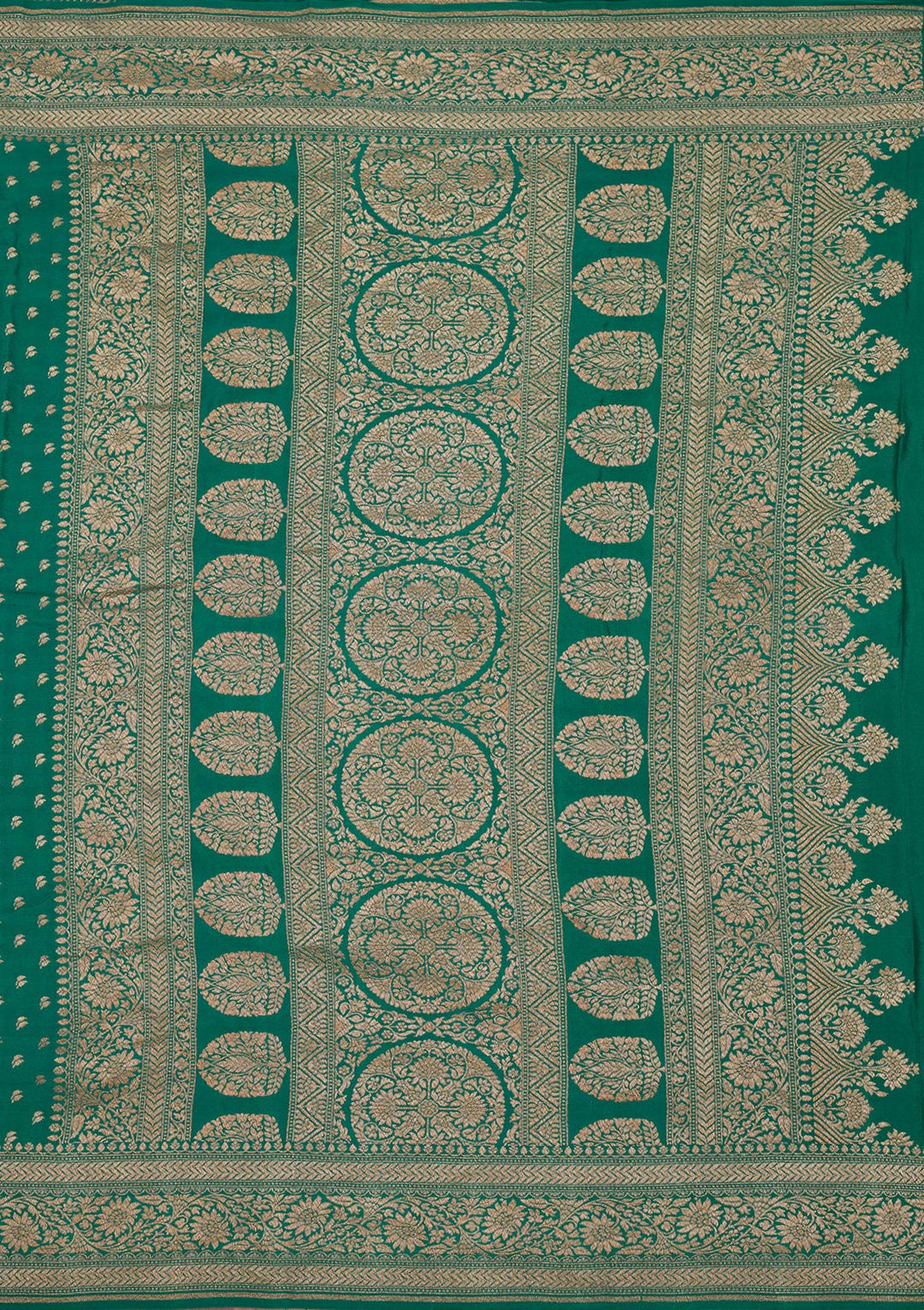 Peacock Green Zariwork Pure Silk Saree