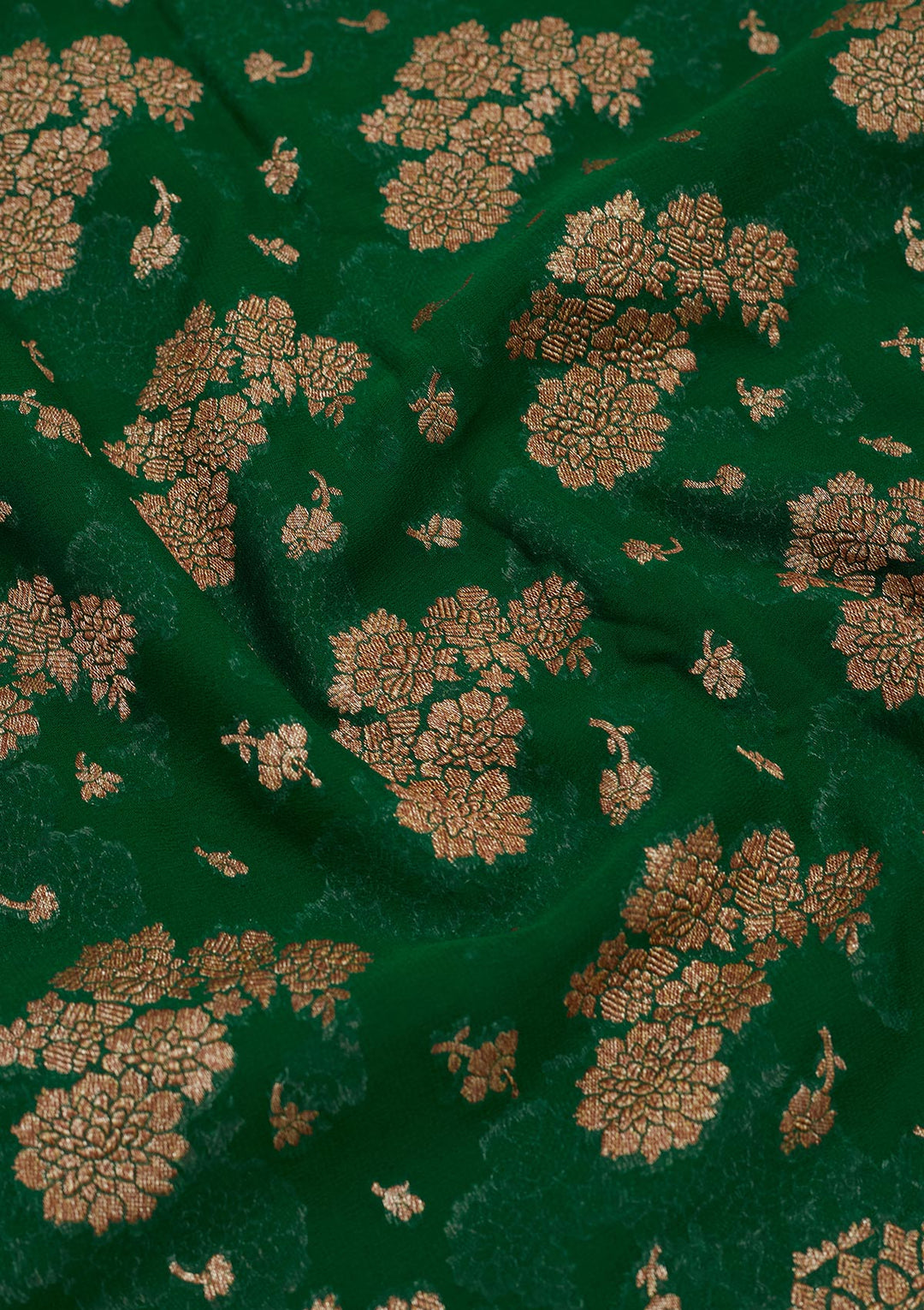 Peacock Green Zariwork Pure Silk Saree