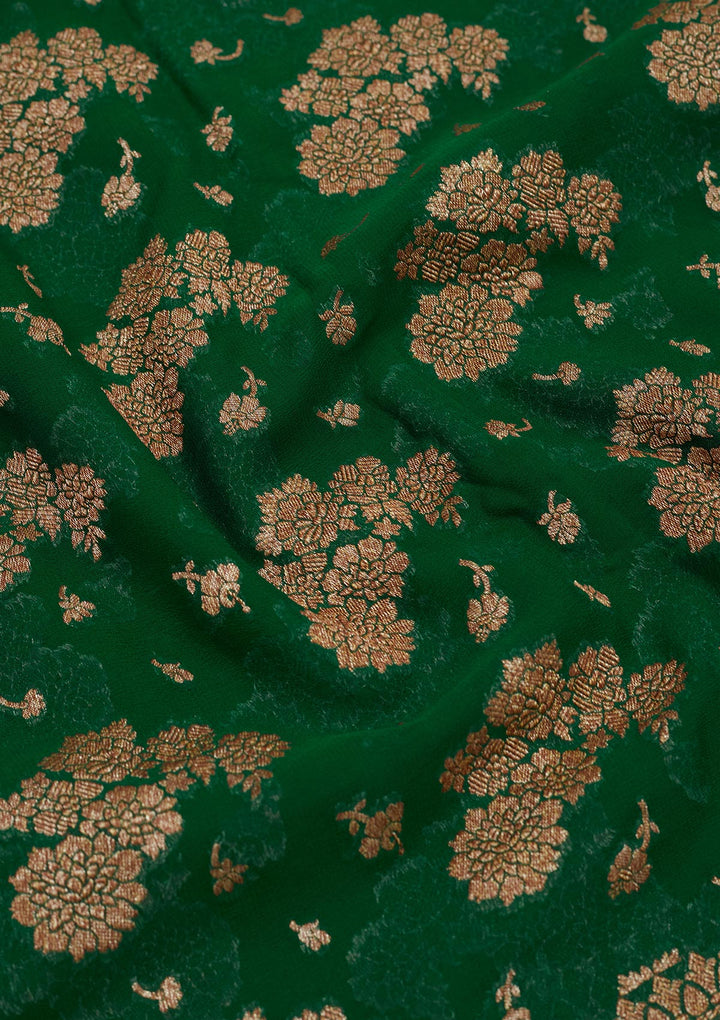 Peacock Green Zariwork Pure Silk Saree