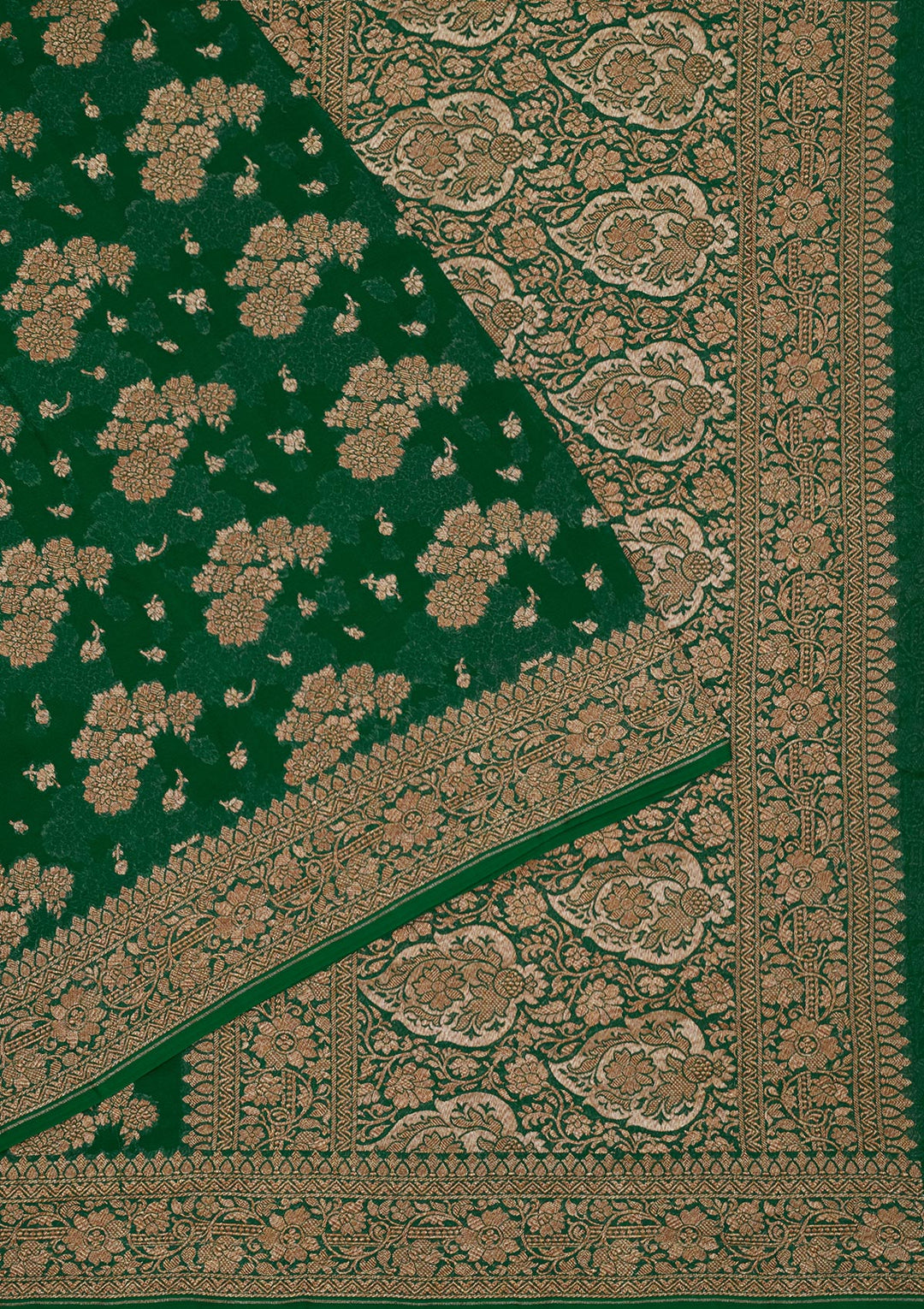 Peacock Green Zariwork Pure Silk Saree
