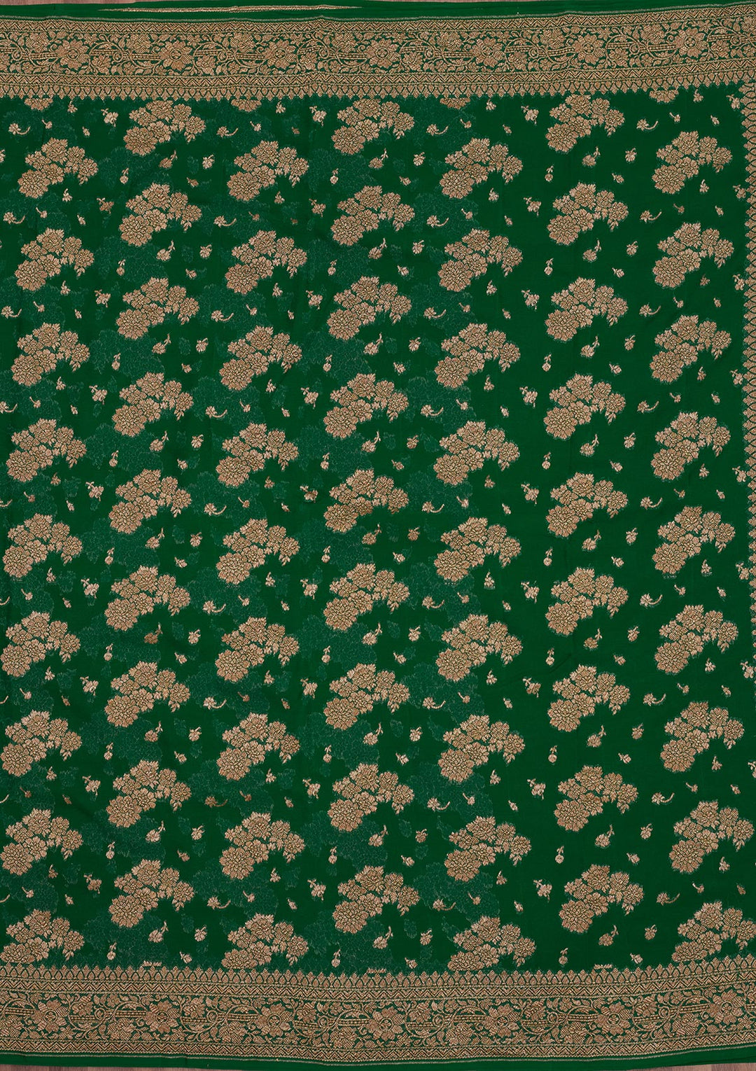 Peacock Green Zariwork Pure Silk Saree