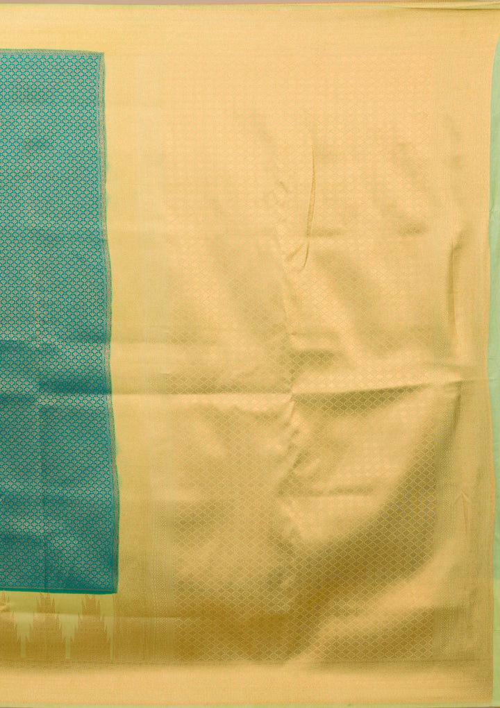 Peacock Green Zariwork Soft Silk Saree