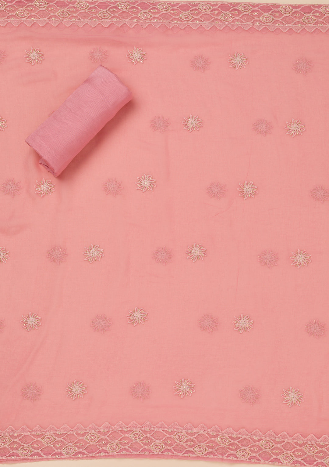 Pink Chikankari Georgette Unstitched Salwar Suit