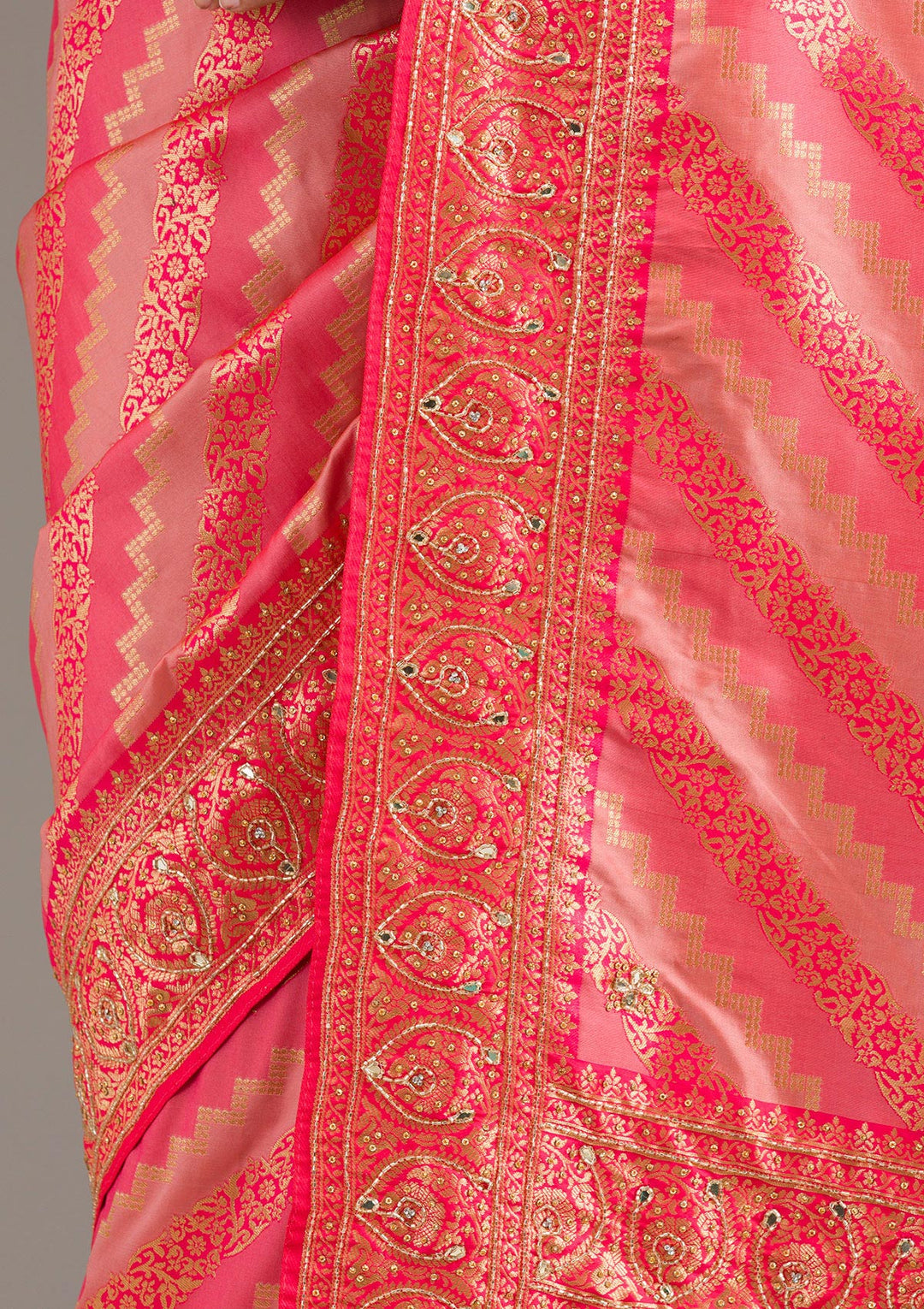 Pink Cutdana Art Silk Saree
