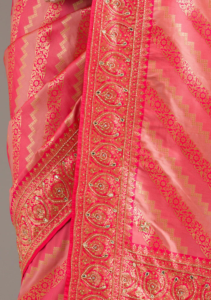 Pink Cutdana Art Silk Saree