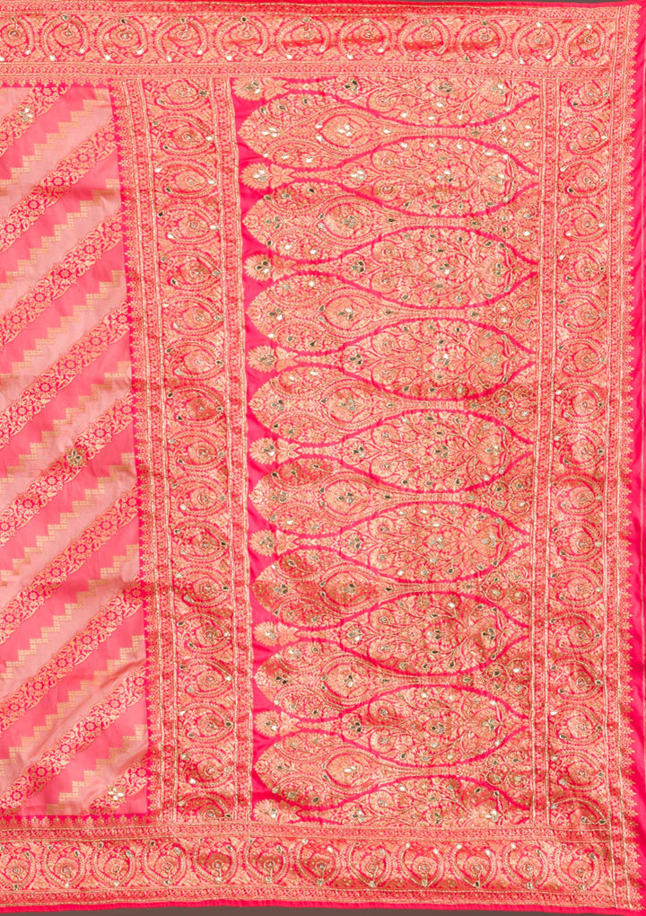 Pink Cutdana Art Silk Saree