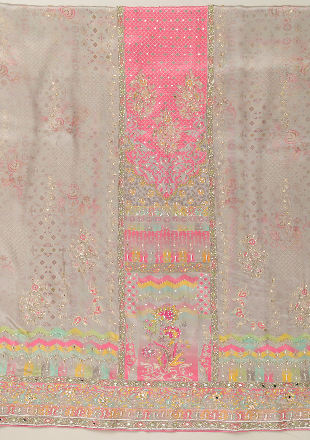 Pink Cutdana Crepe Unstitched Salwar Suit