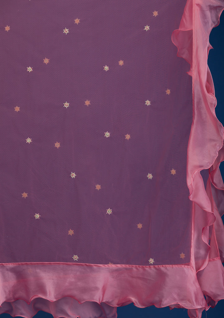 Pink Cutdana Raw Silk Readymade Lehenga