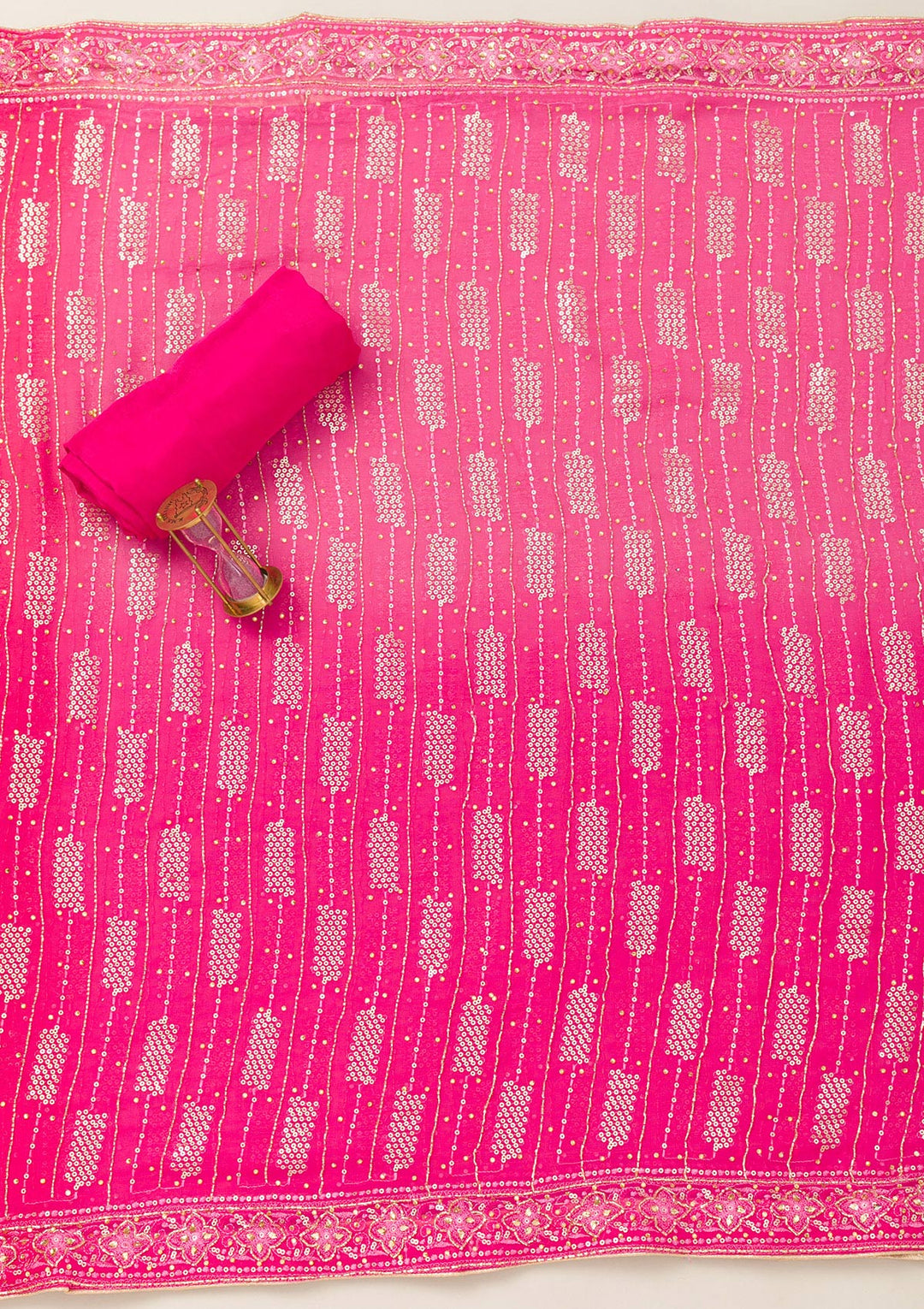 Pink Cutdana Semi Crepe Unstitched Salwar Suit