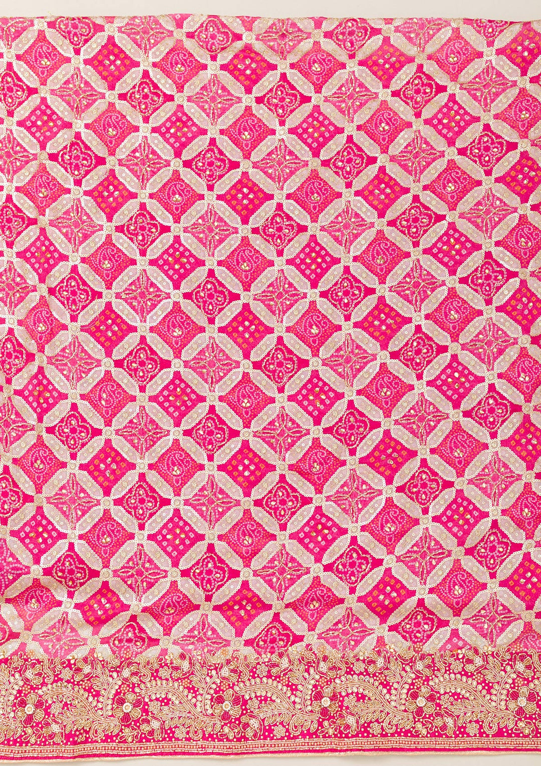Pink Cutdana Semi Crepe Unstitched Salwar Suit