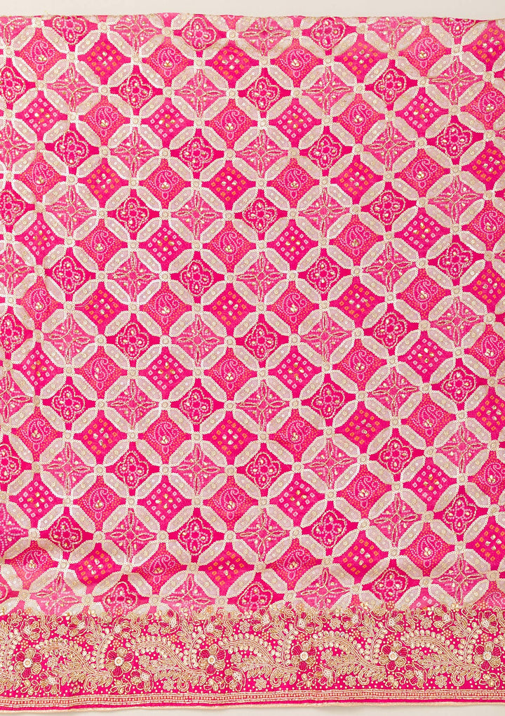 Pink Cutdana Semi Crepe Unstitched Salwar Suit