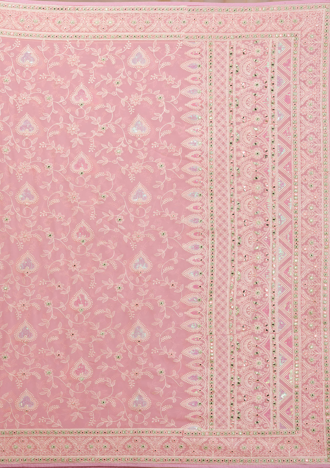 Pink Gotapatti Chiffon Saree