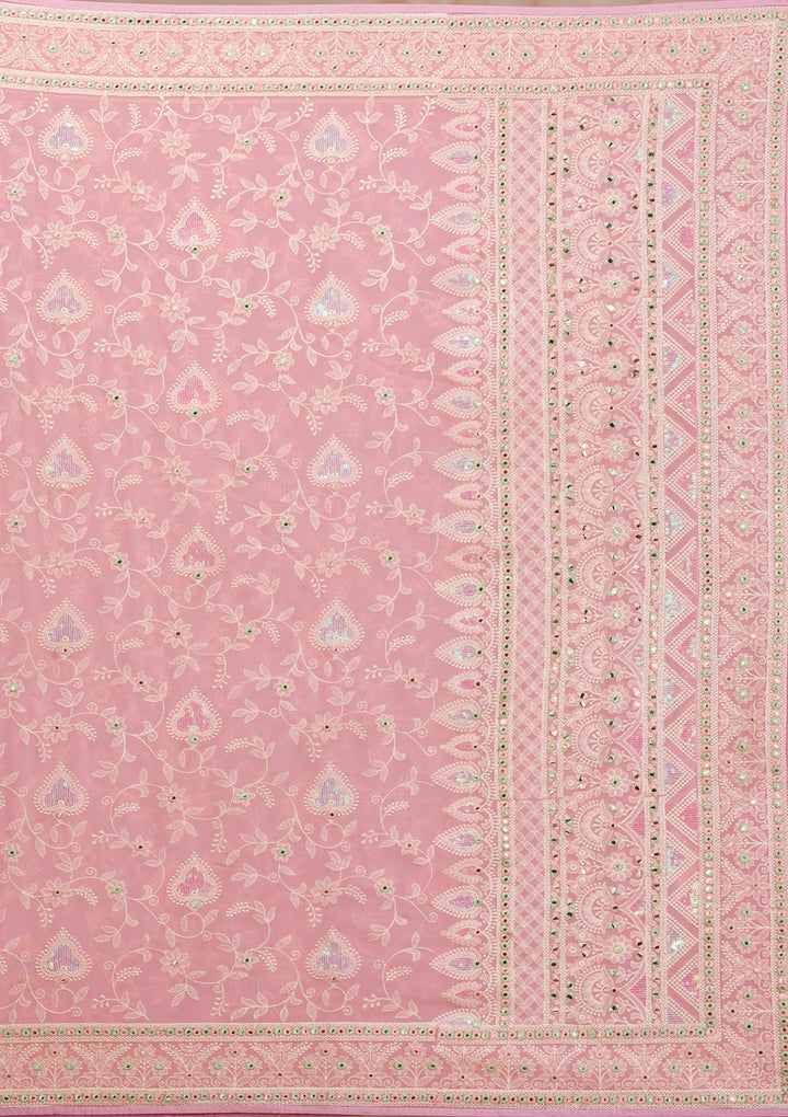 Pink Gotapatti Chiffon Saree
