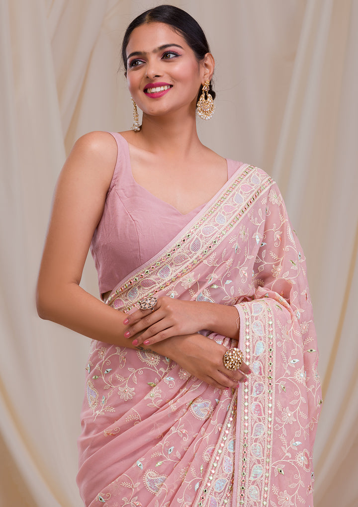 Pink Gotapatti Georgette Saree