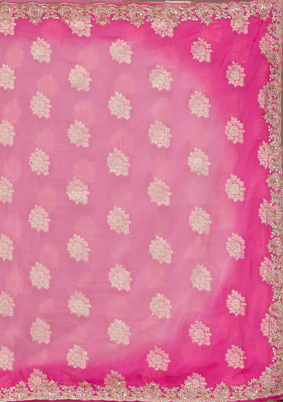 Pink Ombre Organza Saree