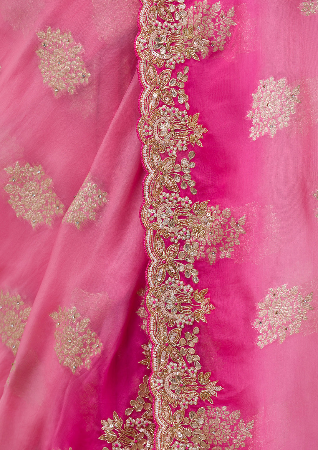 Pink Ombre Organza Saree
