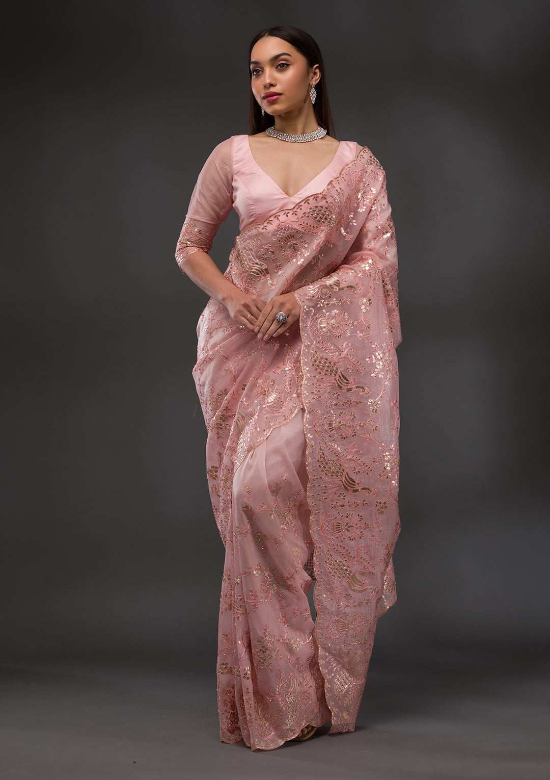 Engagement party saree look on sale
