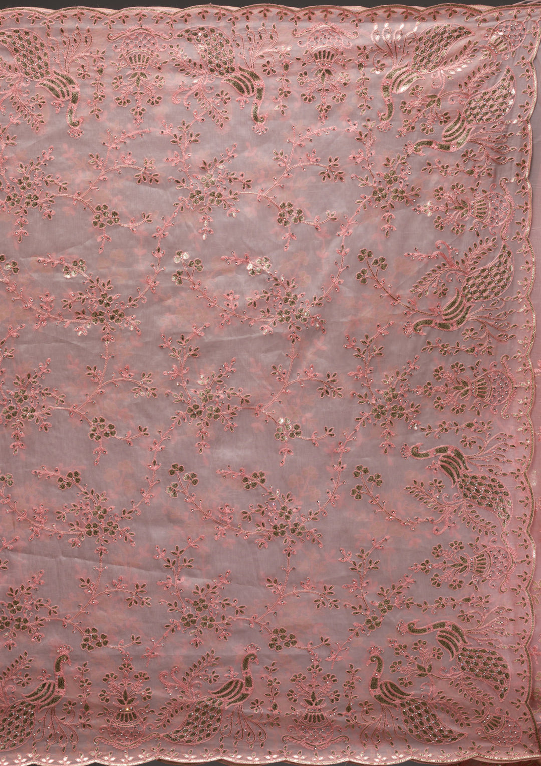 Pink Gotapatti Organza Saree