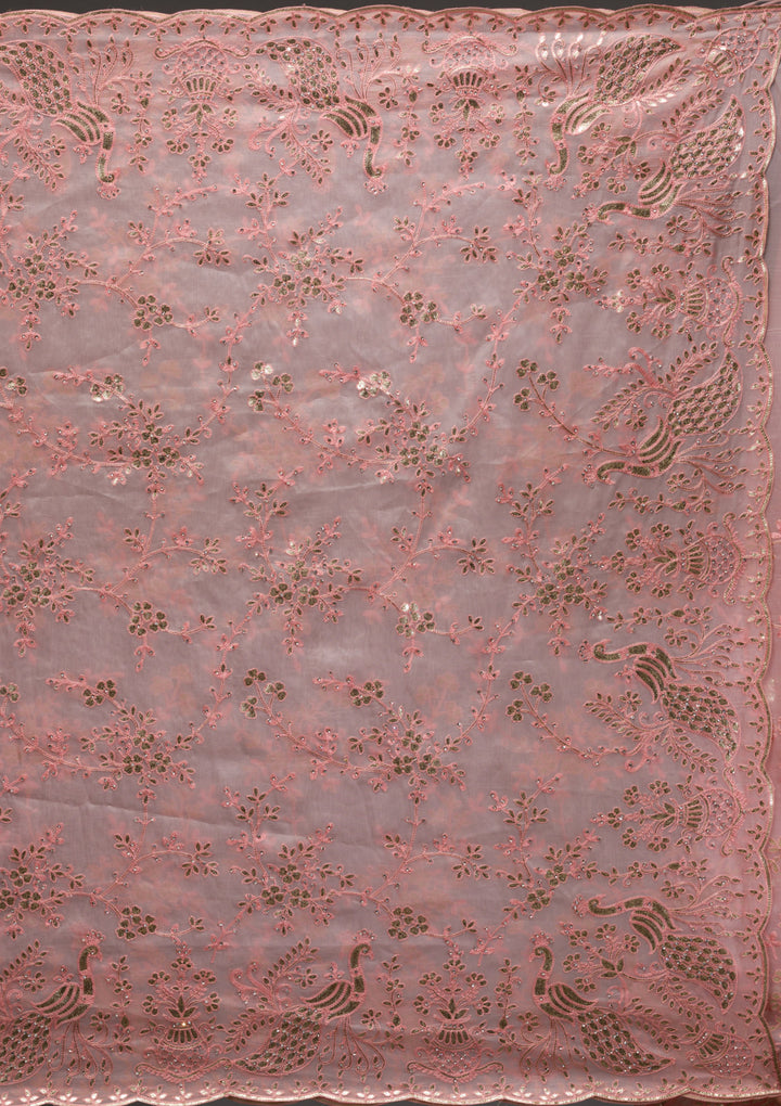 Pink Gotapatti Organza Saree