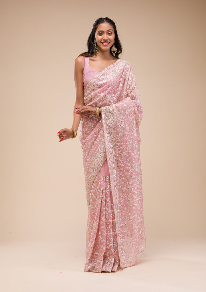 Pink Gotapatti Tissue Saree