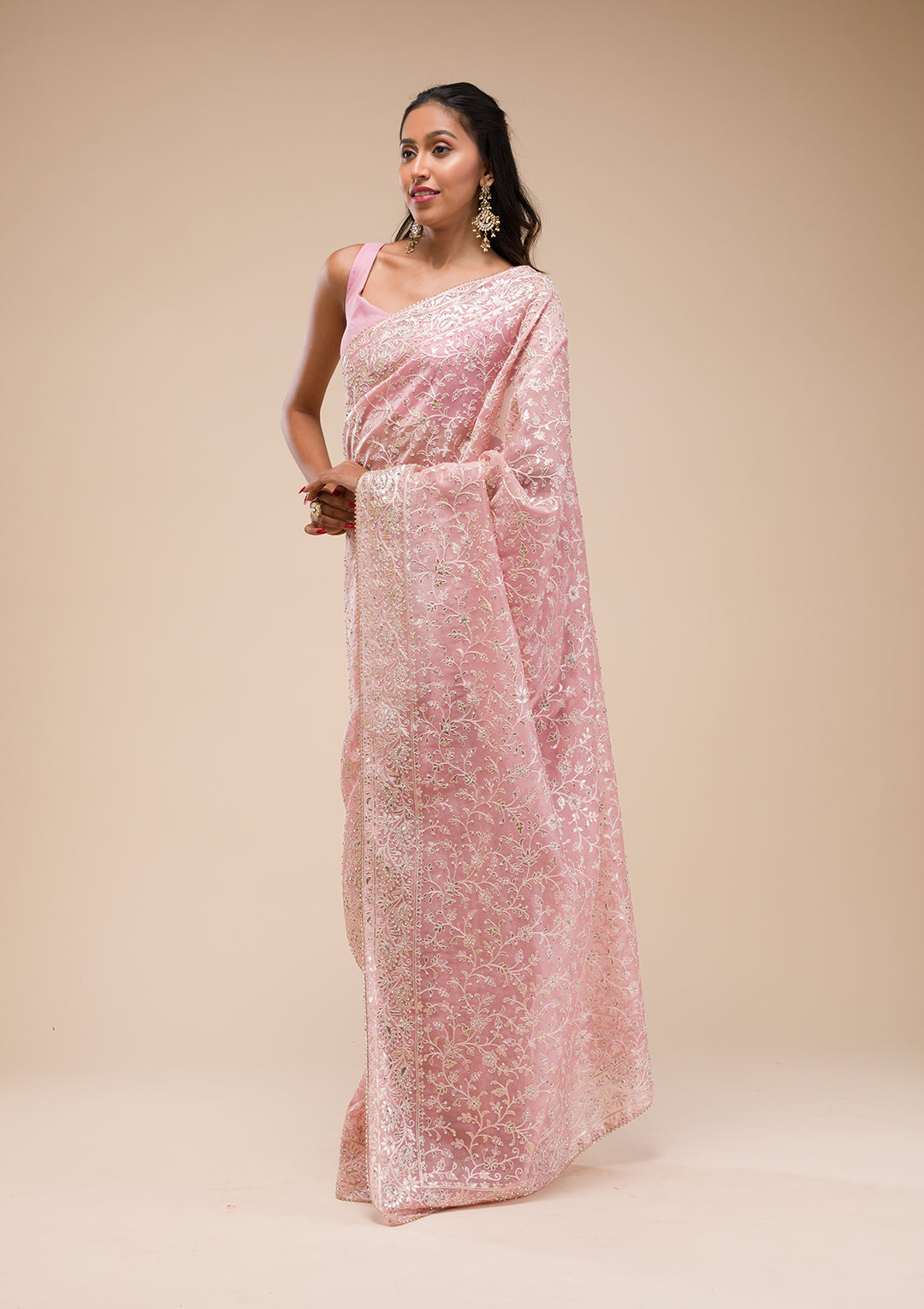 Pink Gotapatti Tissue Saree