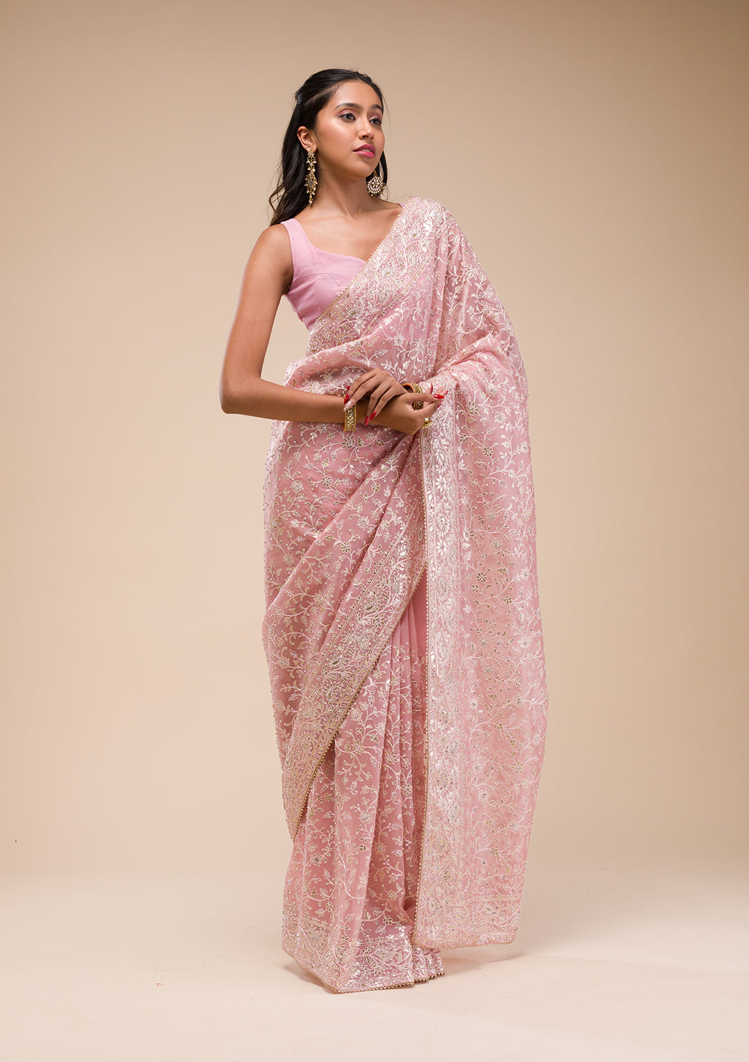 Pink Gotapatti Tissue Saree