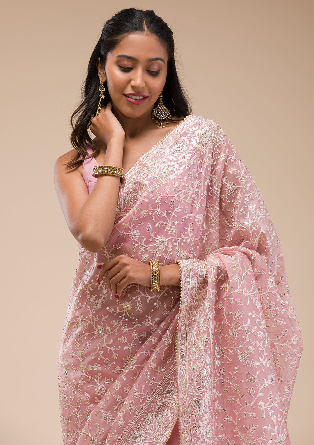 Pink Gotapatti Tissue Saree
