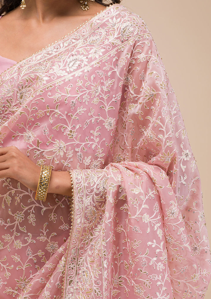 Pink Gotapatti Tissue Saree