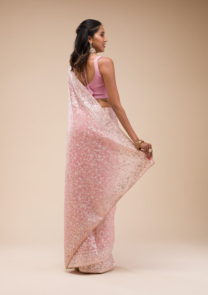 Pink Gotapatti Tissue Saree